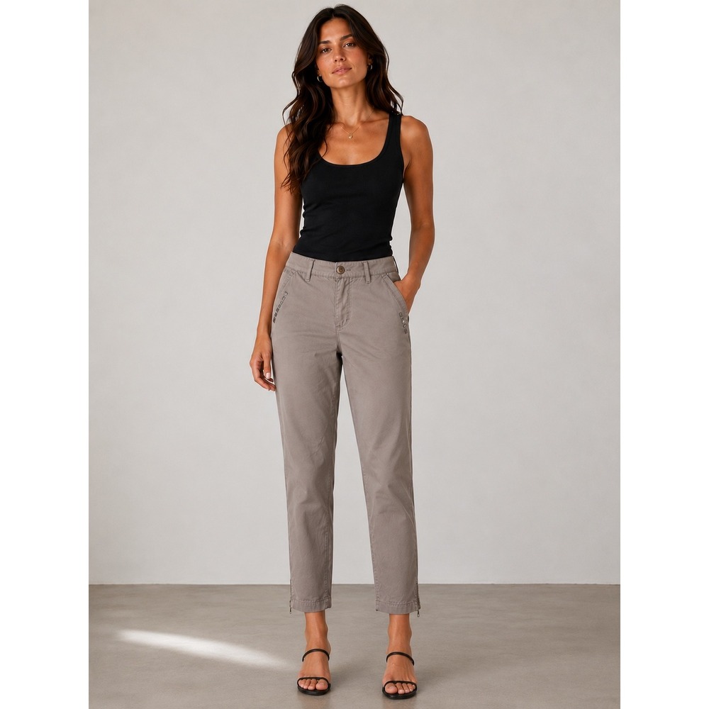 Calvin Klein Jeans Womens Size 8 Taupe Viscose Blend Ankle Zip Studded Pants